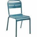 Grosfillex Cannes Mineral Blue Resin Stackable Outdoor Sidechair - 4/Pack, 4PK 383UT011784MB